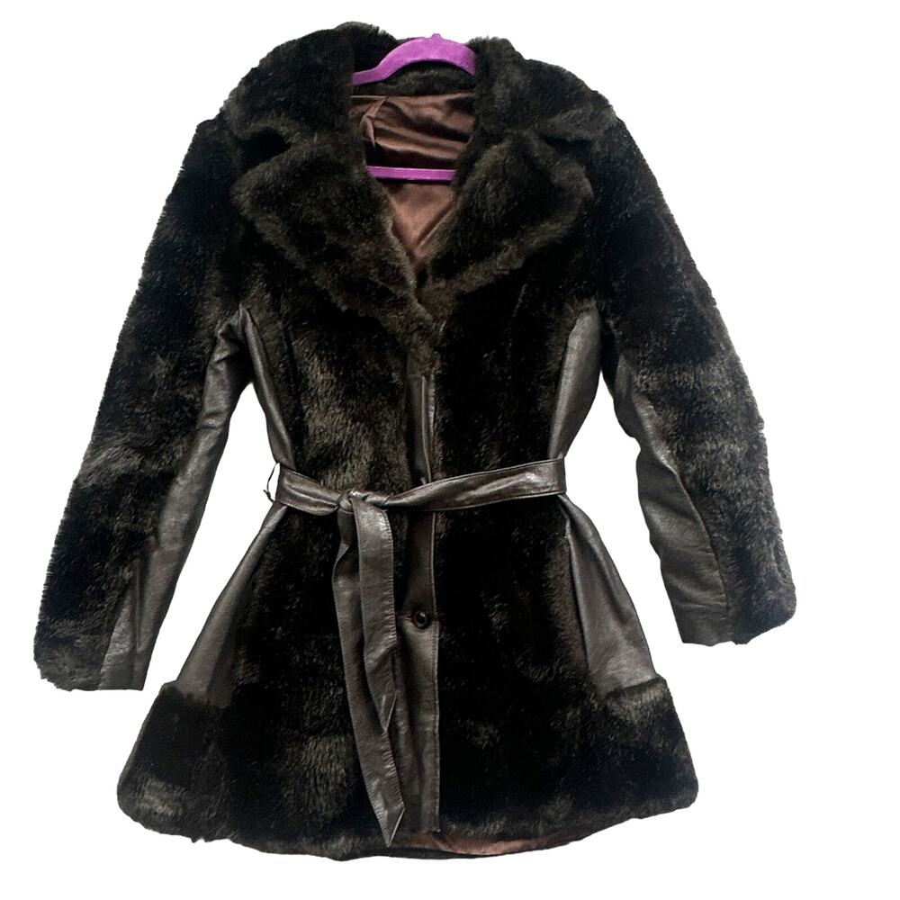 VTG 70s Penny Lane Coat M/L Faux Fur Leopard Boho Hippie USA Afghan Y2K Blk Glam